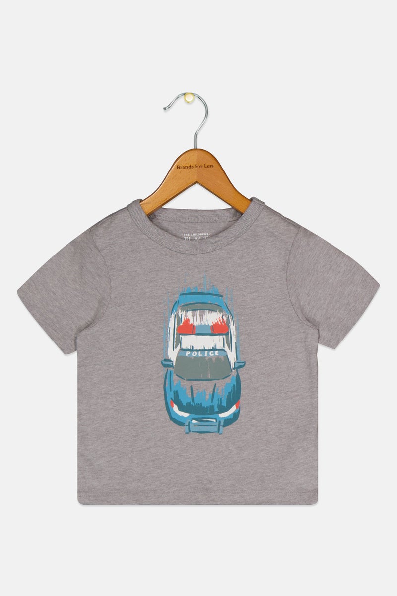 The Children's Place Toddlers Boy Graphic Print Short Sleeve T-Shirt, Grey - Image 3